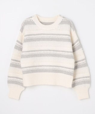 ANY パターンボーダーニット エクリュ系