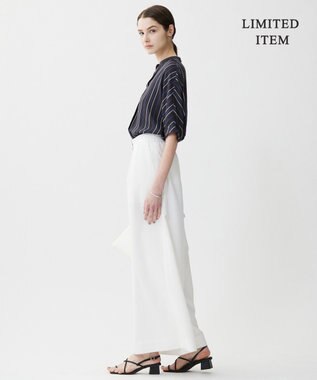 ICB 【人気のため新色追加・WEB限定・接触冷感・UVケア・速乾・洗える】BackSatinAmunzen 5分袖キーネックブラウス グレーストライプ系