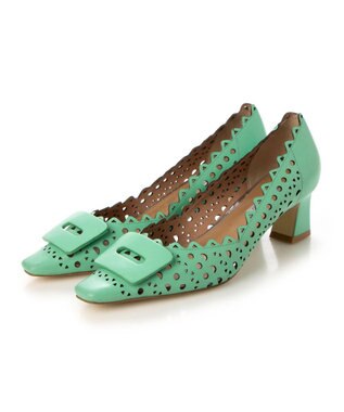 MODE ET JACOMO <MODE ET JACOMO>レーザーカットバックルモチーフパンプス グリーン
