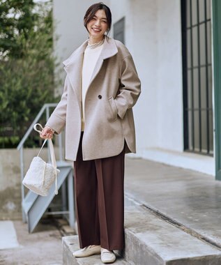 ANY L スタンドコクーンコート グレージュ