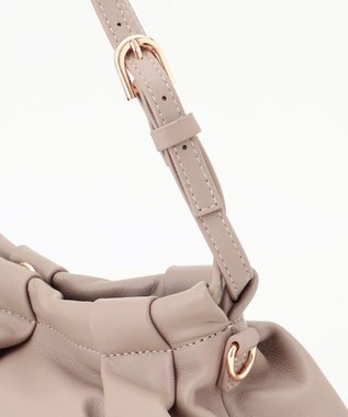 LA BAGAGERIE シープレザー　ギャザーミニバッグ グレージュ