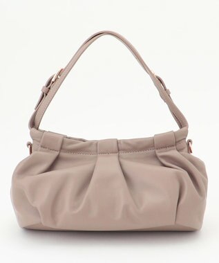 LA BAGAGERIE シープレザー　ギャザーミニバッグ グレージュ