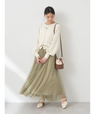 earth music&ecology 前後２ＷＡＹちびパールボタンカーディガン Ivory