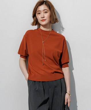 23区 【先行予約】セミマットフリゼ リラクシー ニット Tシャツ ライトオレンジ系
