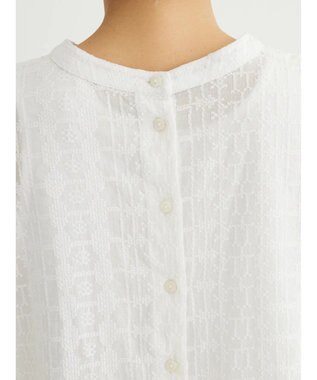 Green Parks インド綿 SET２点 刺繍７分丈ブラウス＋タンクトップ Off White