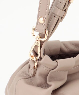 LA BAGAGERIE シープレザー　ギャザーミニバッグ グレージュ