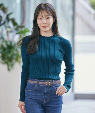 Tiaclasse 【洗える】ランダムリブニットプルオーバー ターコイズ