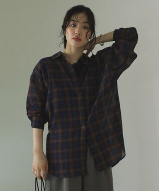 Green Parks カシュクールシアーシャツ Navy