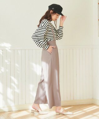 Feroux サスペンダー付きハイウエスト パンツ ライトグレー系