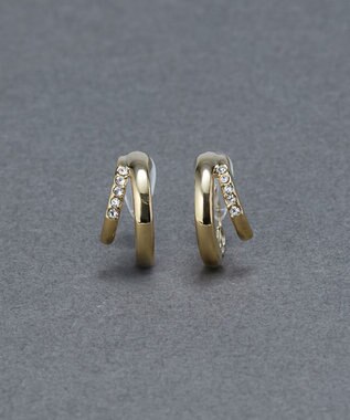 Phoebe 【金属アレルギー対応】【痛くないシリーズ】ストレートシャインクリスタルループフィットイヤリング　ゴールド ゴールド
