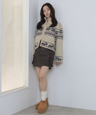 WEGO ノルディックZIPニット ホワイトアイボリー