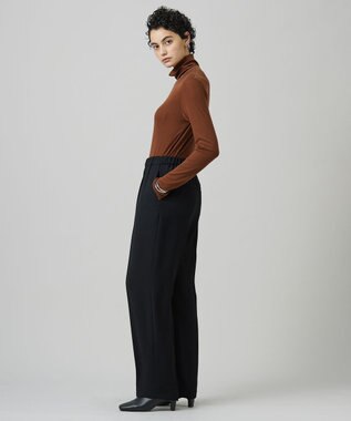 ICB L 【洗える】ライトダブルクロス ストレートパンツ ブラック系