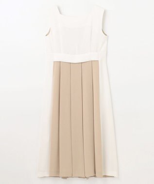 GRACE CONTINENTAL ラインバイカラードレス ベージュ