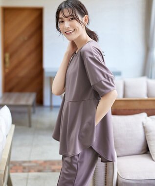 Tiaclasse 【サラごこち】ラウンドヘムチュニック ピンクモカ