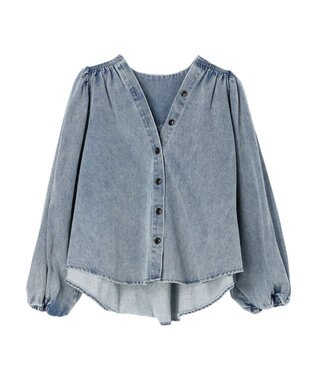 CRAFT STANDARD BOUTIQUE デニムギャザーヨークブラウス Sax