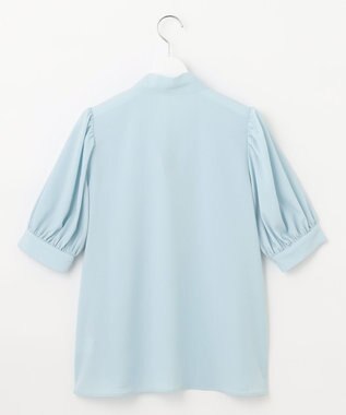 Feroux 【大好評につき追加生産・新色登場】リボンタイパフスリーブ半袖 ブラウス スカイブルー系
