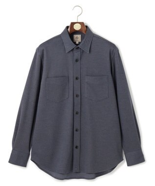 J.PRESS MEN ウールコットン ダブルカバーツイルシャツ ネイビー系