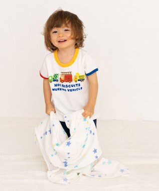 MIKI HOUSE HOT BISCUITS 二重織ガーゼのマルチケット ブルー