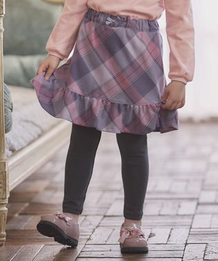 ANY KIDS チェック スカッツ ラベンダー系チェック