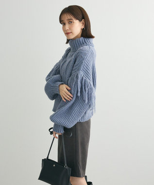 Green Parks ・ｓｗｉｎｇ　ｂｙ　フリンジタートルニット Blue