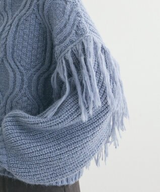 Green Parks ・ｓｗｉｎｇ　ｂｙ　フリンジタートルニット Blue