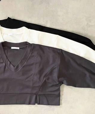 Green Parks ショート丈Ｖネックポンチプルオーバー White