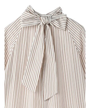 earth music&ecology ボウタイシャツワンピース Stripe Brown