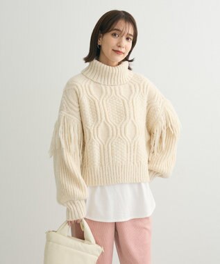 Green Parks ・ｓｗｉｎｇ　ｂｙ　フリンジタートルニット Ivory