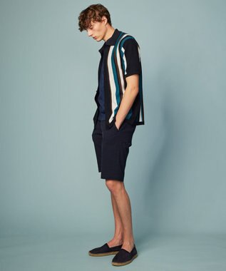 JOSEPH ABBOUD 【ウエストも伸びる！/2WAYストレッチ/清涼】クールサッカー ショーツ ネイビー系