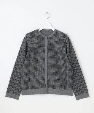 自由区 【洗える】リバーシブルニット セットアップ(カーディガン×タイトスカート) グレー×ブラック