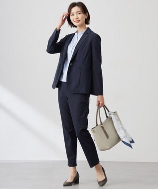 J.PRESS LADIES L 【セットアップ対応】セルロースリネンストレッチ テーラード ジャケット ネイビー系