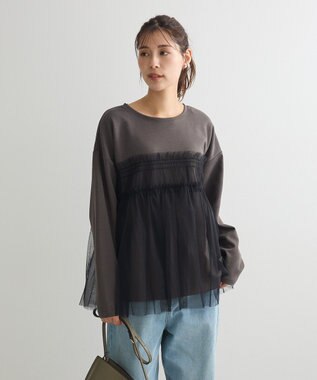 Green Parks ・ＥＬＥＮＣＡＲＥ　ＤＵＥ　チュールレイヤープルオーバ Charcoal Gray