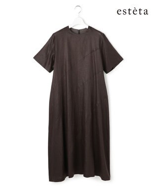 23区 【エステータ】チンツリネン Aライン フレアワンピース ダークブラウン系
