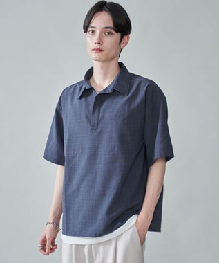 WEGO リネンライクスキッパーシャツ（SS） ブラック中濃色