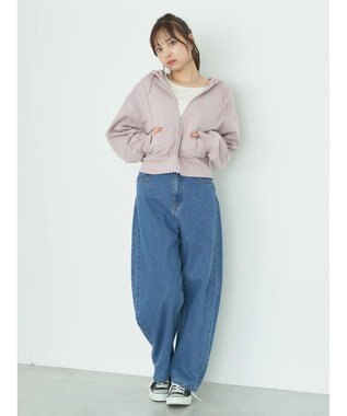 earth music&ecology 裏毛ＺＩＰパーカー Pink Beige