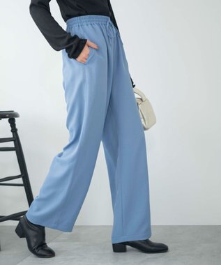 WEGO 【ウエストゴム/手洗い可】カラーイージーパンツ サックス