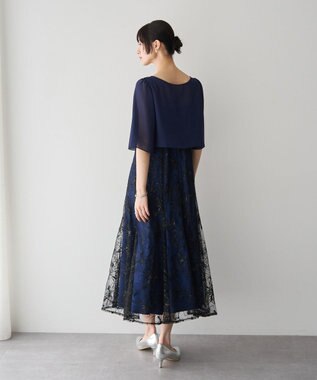 YECCA VECCA 【2点SET】フラワー柄スパンコール刺繍ドレス Navy