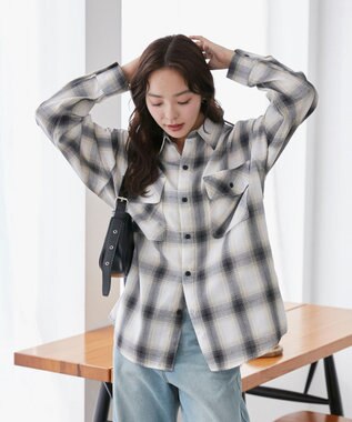 WEGO 【ユニセックス着用ITEM/SMLサイズ展開】オンブレチェックシャツ（LS） 柄2