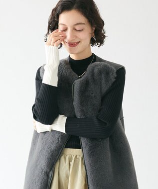 CRAFT STANDARD BOUTIQUE 洗える/とてもち配色モックネックリブニットプルオーバー/24AW Black