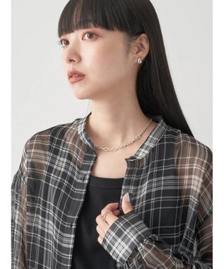 earth music&ecology シアーチェックシャツ Check Black