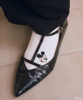 earth music&ecology 【予約】Disney/アソート刺繍入り靴下 チャコールグレー