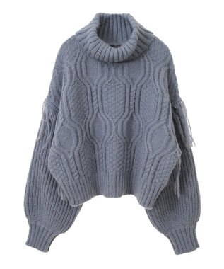 Green Parks ・ｓｗｉｎｇ　ｂｙ　フリンジタートルニット Blue