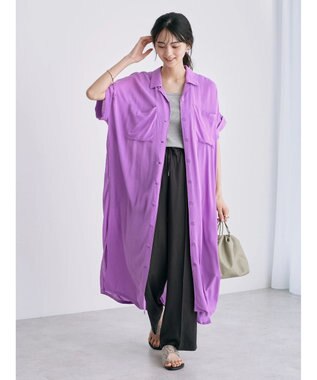 AMERICAN HOLIC 楊柳Ｗポケット開襟ワンピース Pink