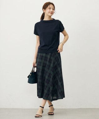J.PRESS LADIES L 【WEB限定カラーあり・洗える】SOFT SHEER チェック フレア スカート 【WEB限定】ネイビーチェック系