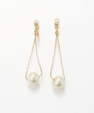 Phoebe 【痛くないシリーズ】【金属アレルギー対応】トライアングルコットンパールライトフィットイヤリング ホワイト