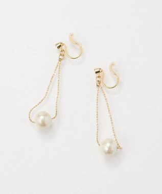 Phoebe 【痛くないシリーズ】【金属アレルギー対応】トライアングルコットンパールライトフィットイヤリング ホワイト