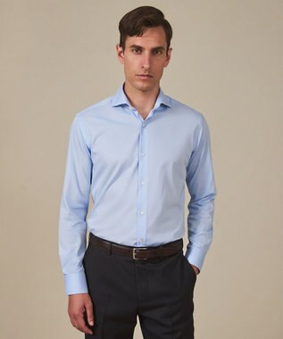 【ストレッチ/洗える】Albini ジャージ シャツ_ カッタウェイカラー