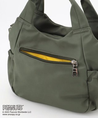 Y'SACCS SNOOPYデザイン　ギャザー2wayミニトート カーキ