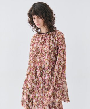 BEIGE， 【洗える】BORONIA / フラワーシフォンブラウス Pink Print