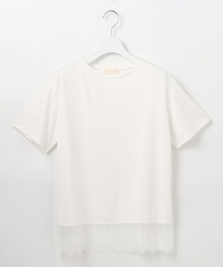 ANY SIS L 裾レース半袖Ｔシャツ オフ